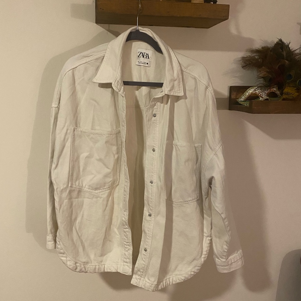 ZARA Oversized Denim Jacket in Cream